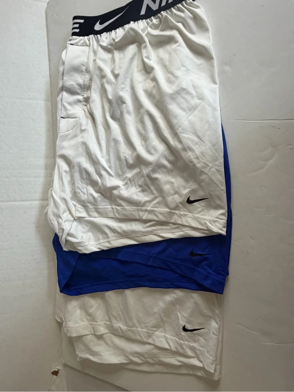 NWOT Lot 3 Nike Men's Stretch Boxer Briefs size 2XL  White & Blue